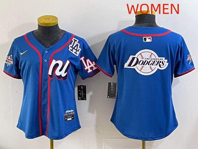 Women 2025 Los Angeles Dodgers Blank Blue All star Nike MLB Jersey style 010->women mlb jersey->Women Jersey